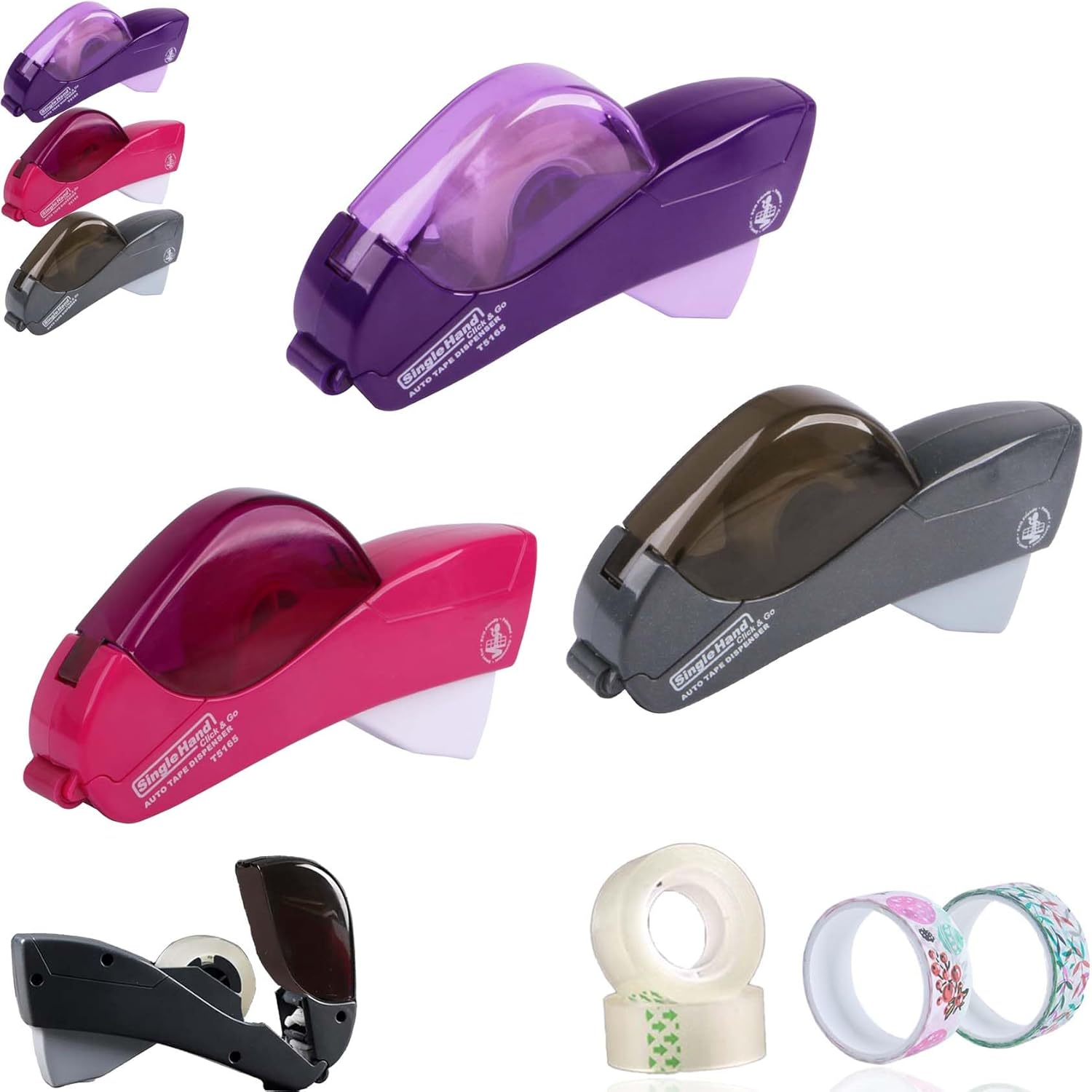 Automatic Tape Dispenser, Solid Automatic Tape Dispenser Auto Tape Cutting Machine, One-Handed, Safe & Convenient, No Batteries Needed, Compatible with 1/2'' to 3/4'' Tape (3PCS)