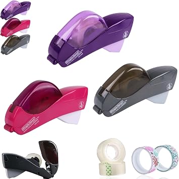 Automatic Tape Dispenser, Solid Automatic Tape Dispenser Auto Tape Cutting Machine, One-Handed, Safe & Convenient, No Batteries Needed, Compatible with 1/2 to 3/4 Tape 3PCS