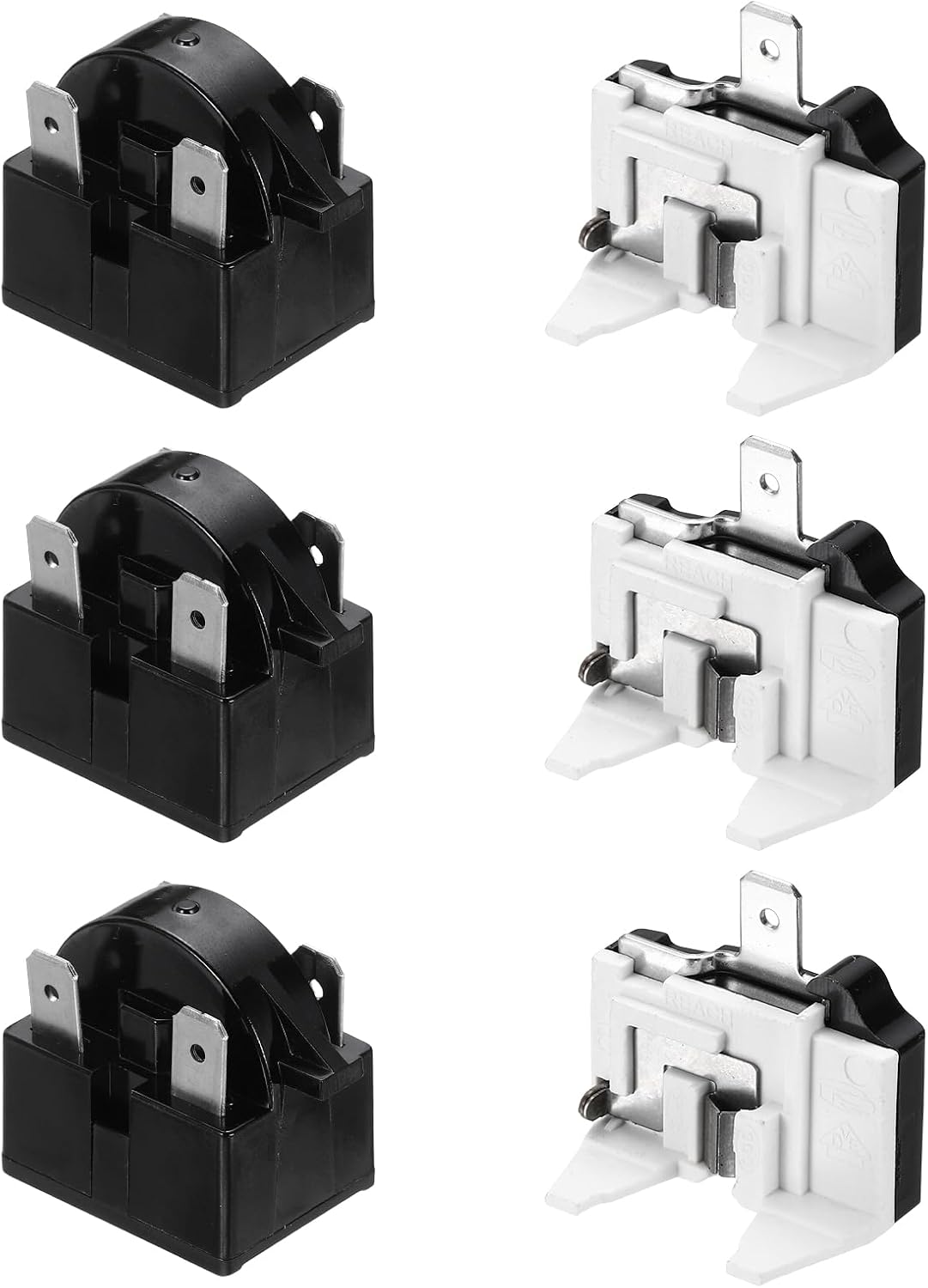MECCANIXITY 3 Set PTC Refrigerator Starter Relay 22 Ohm 4 Pin and 1/2HP Freezer Overload Protector for Fridge Cooler Compressor