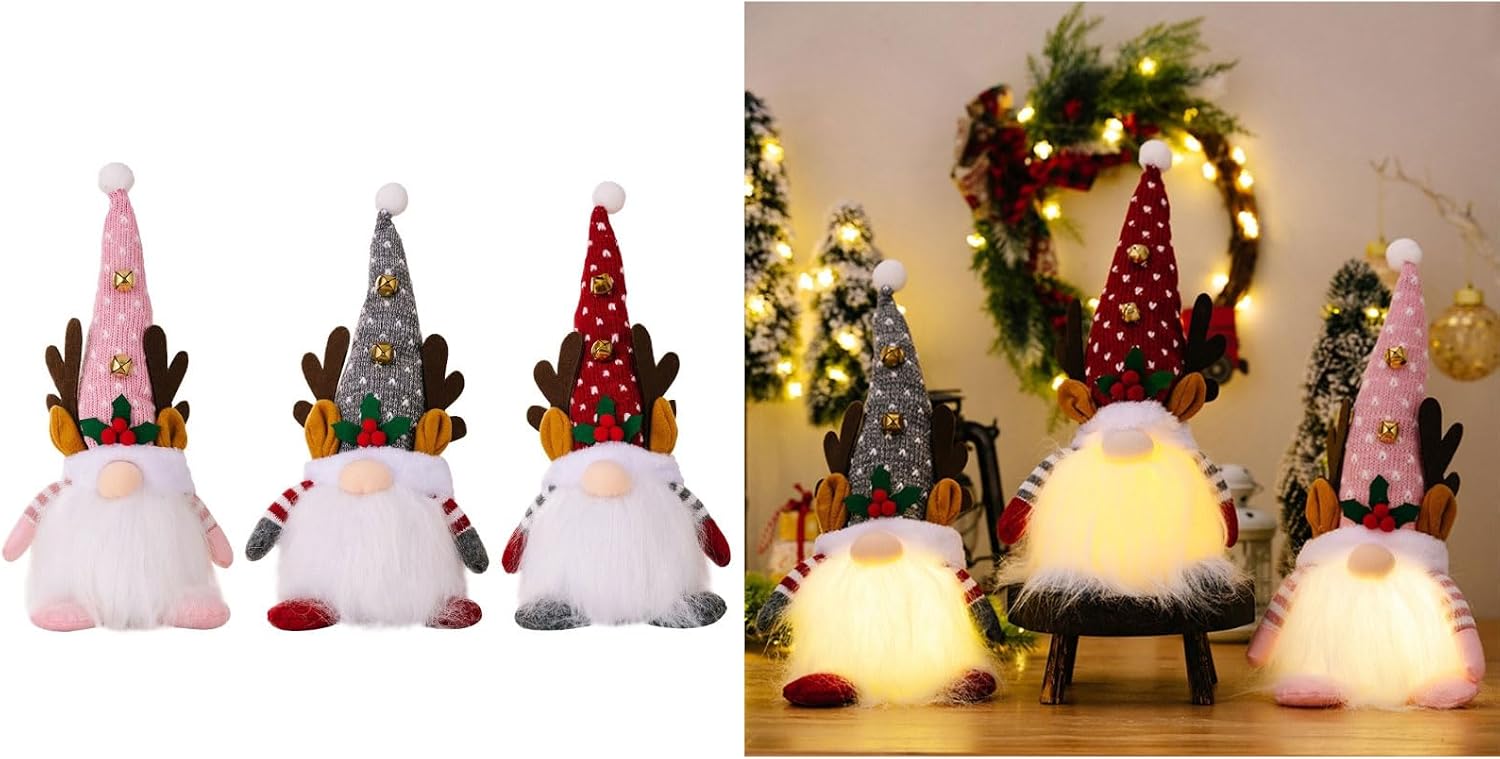 LED Light Christmas Faceless Ornament Bells Festival Party Supplies For Decors Dwarf Ornaments For Desktop Sofa