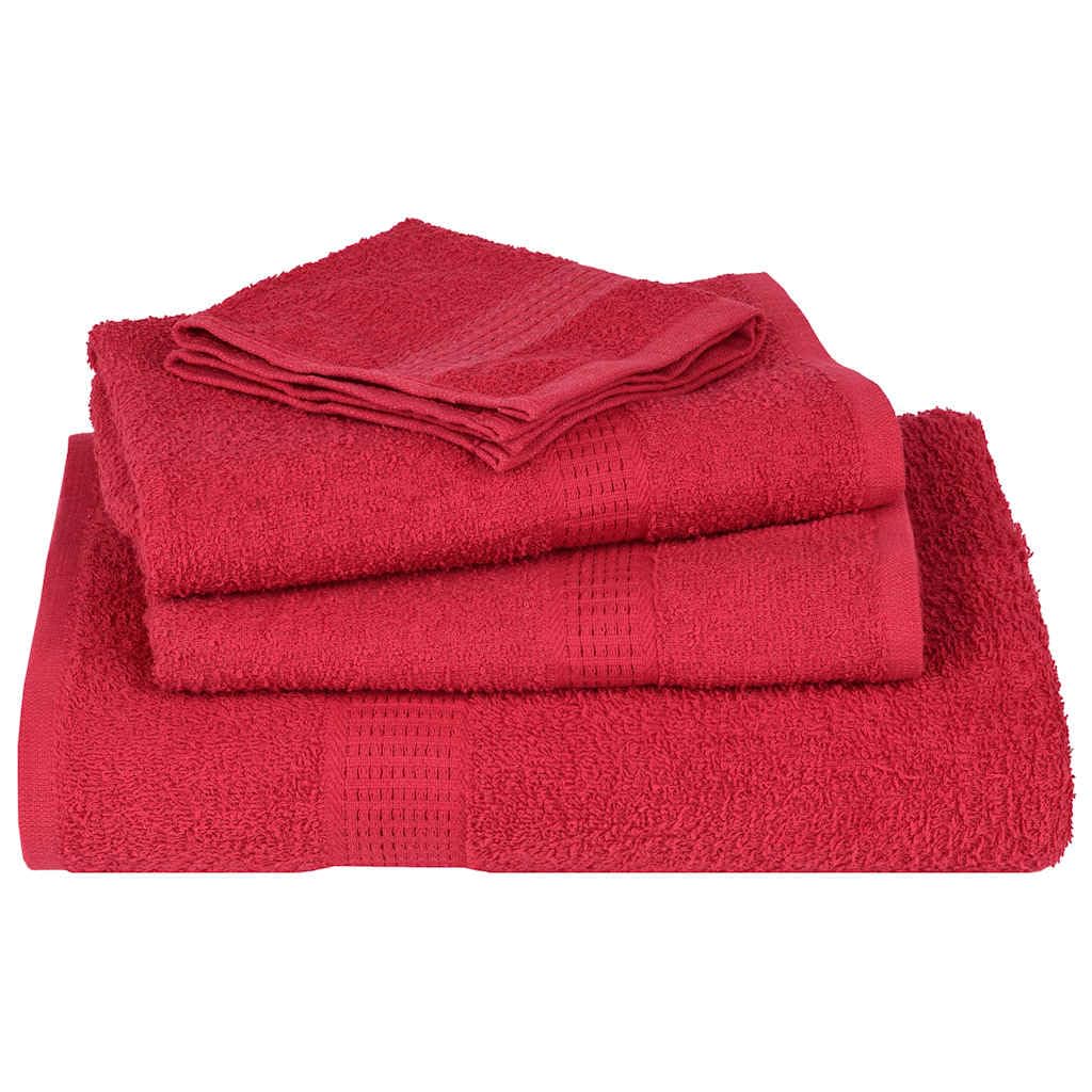 12-teiliges Handtuch-Set FROGN Rot aus 100% Baumwolle 360 g/m² mit Waschlappen, Gästehandtuch, Duschtuch für Badezimmer, Spa, Sport und Wellness, saugstark, weich, schnelltrocknend