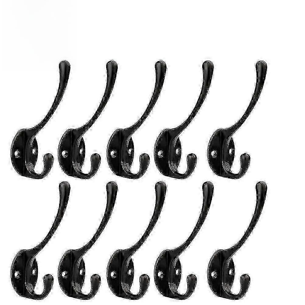 Joyhappst Image Color 10 Pack Rustic Coat Hooks Wall Mounted Heavy Duty Double Hooks Retro