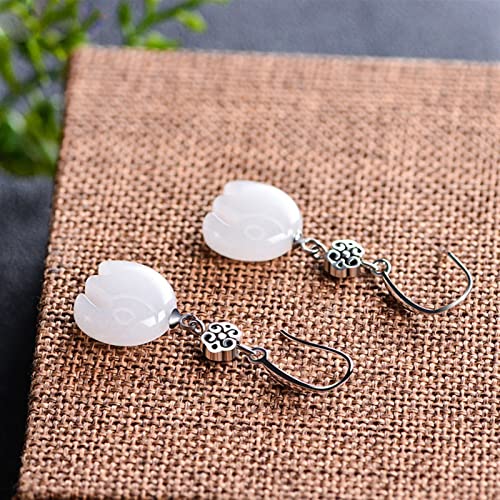 Pendientes de plata 925 hipoalergénicos con jade blanco que no pesan 5