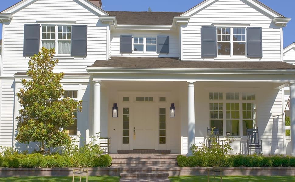 Miniatura 6 de Farol de pared para exteriores del atardecer al amanecer, aplique de pared como lámpara de porche, carcasa galvanizada antioxidante más vidrio