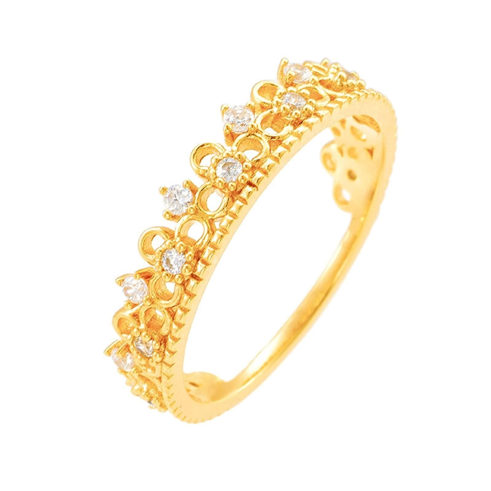 Alianzas de oro amarillo de 9 K/14 K/18 K, joyas con moissanita, forma de corona