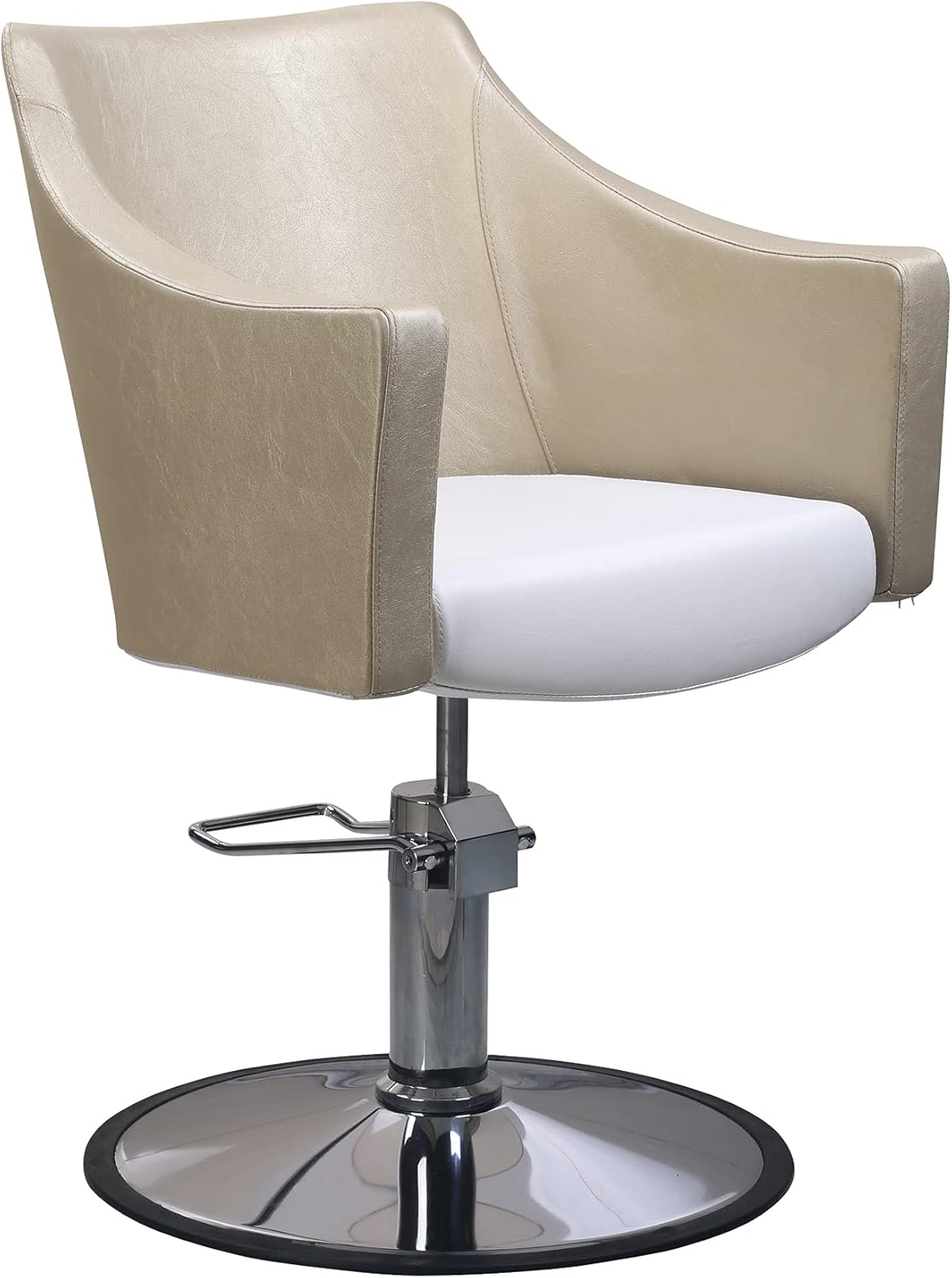 Beauty Mega ModernBarber Styling Chair Hair Beauty Salon Equipment Gold and White