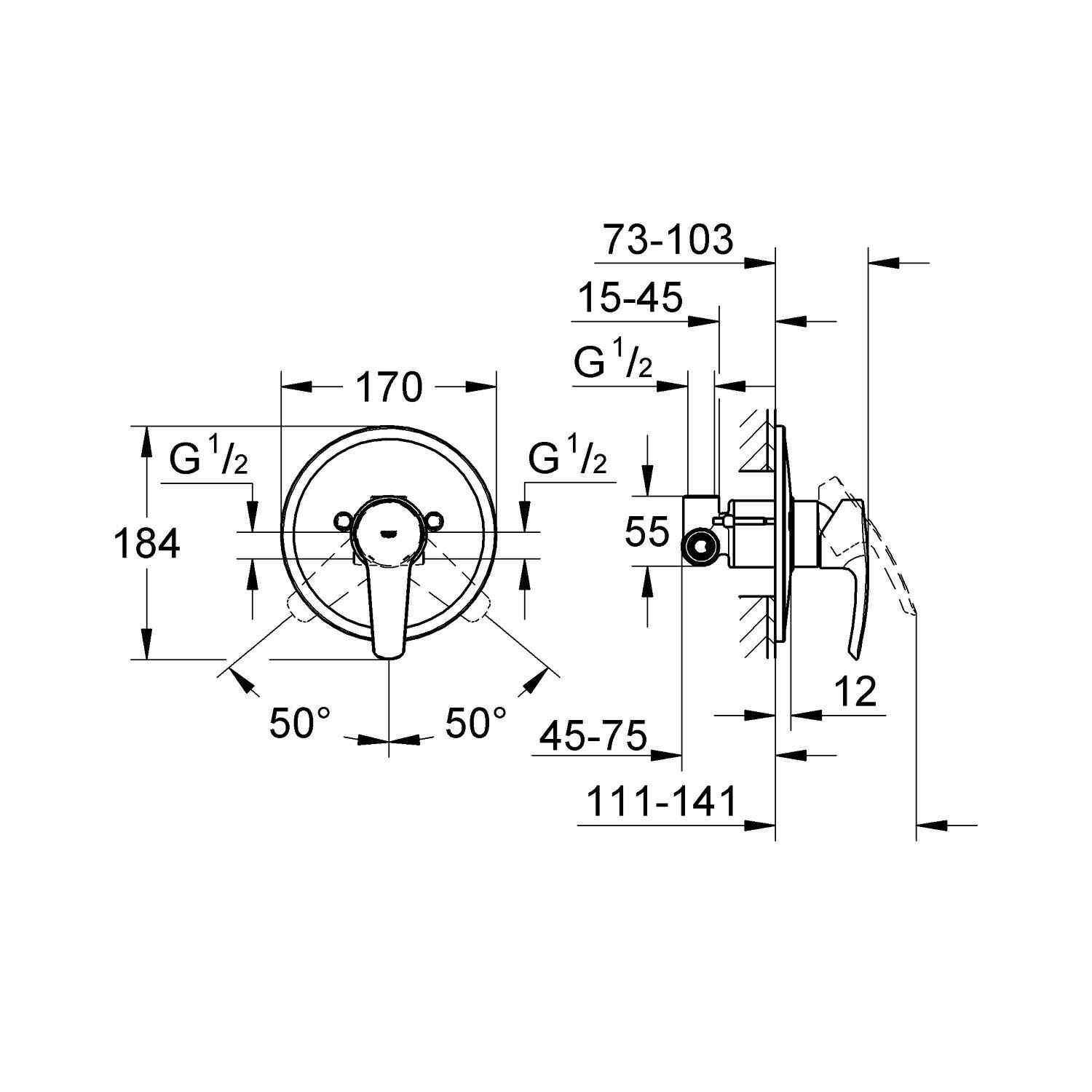 Grohe 33635001 Unterputz Einhebelmischer für Dusche Außen chrom