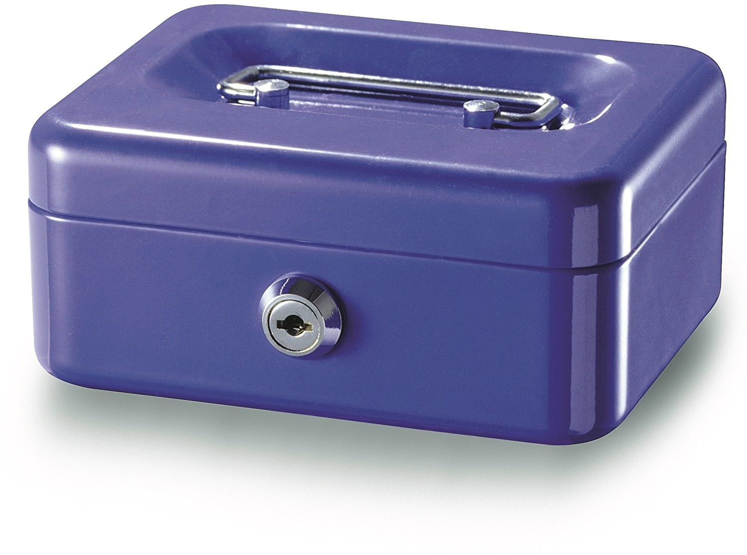 Caisse à monnaie métallique Rieffel bleue pour vide-greniers et marchés locaux