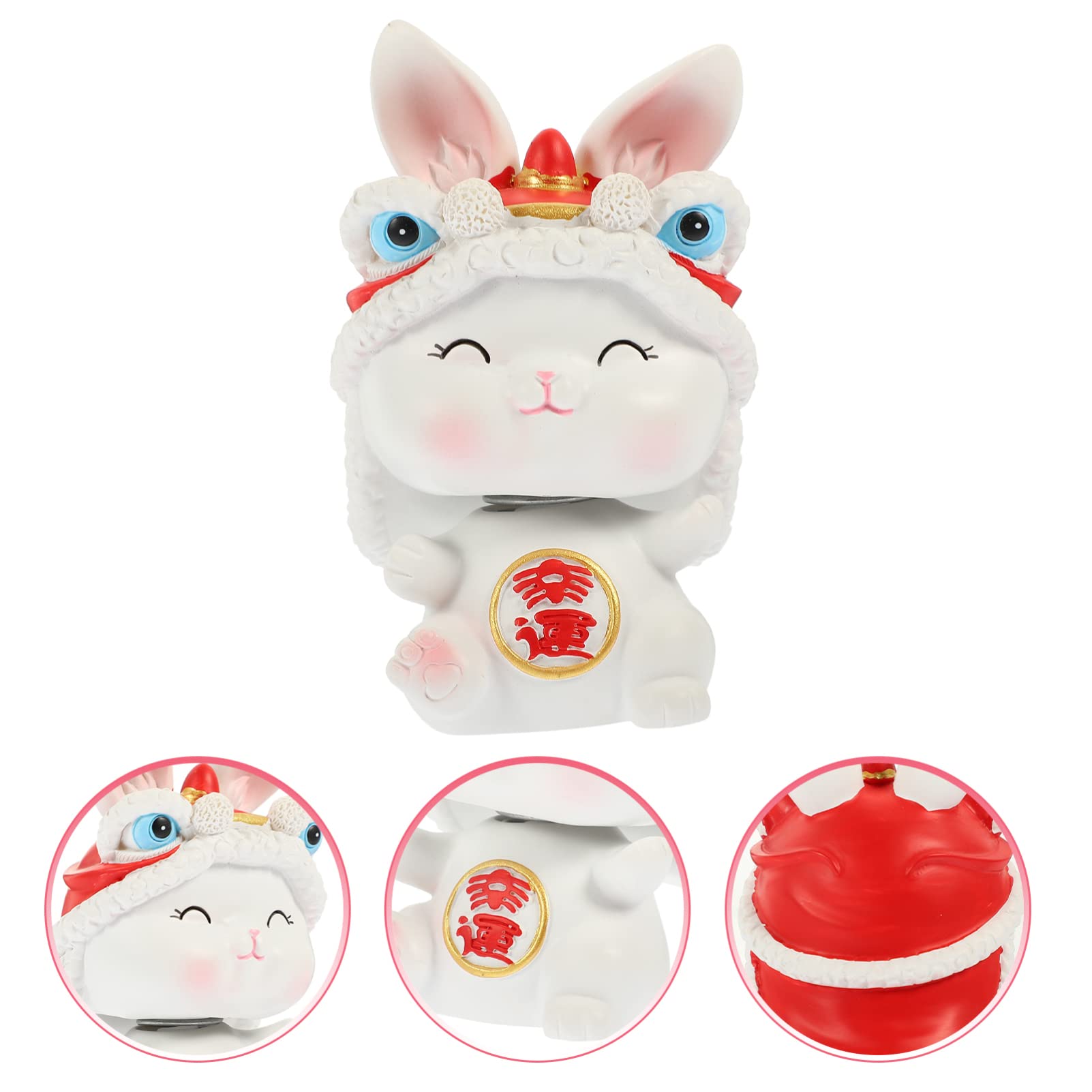 PRETYZOOM 4 Pièces Ornements artisanaux en résine décor de Sculptures Mini-Jouet Accessoires Auto Car Accessories Figurine de Lapin en résine secouant la tête décoration Mini Lapin en
