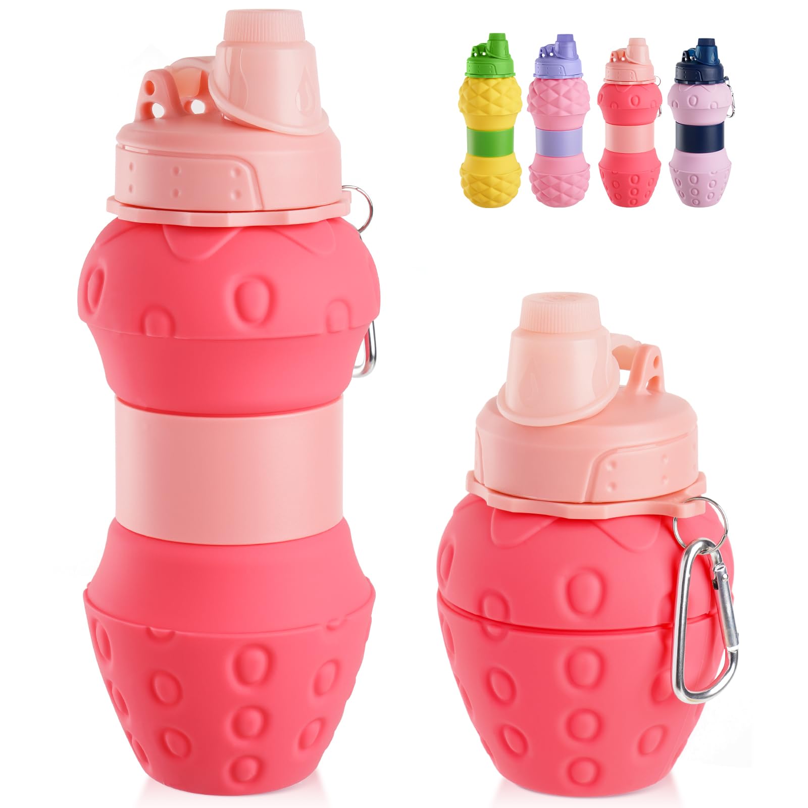 Faltbare Silikon Wasserflasche 600ml - Quadratischer Reisebecher Auslaufsicher