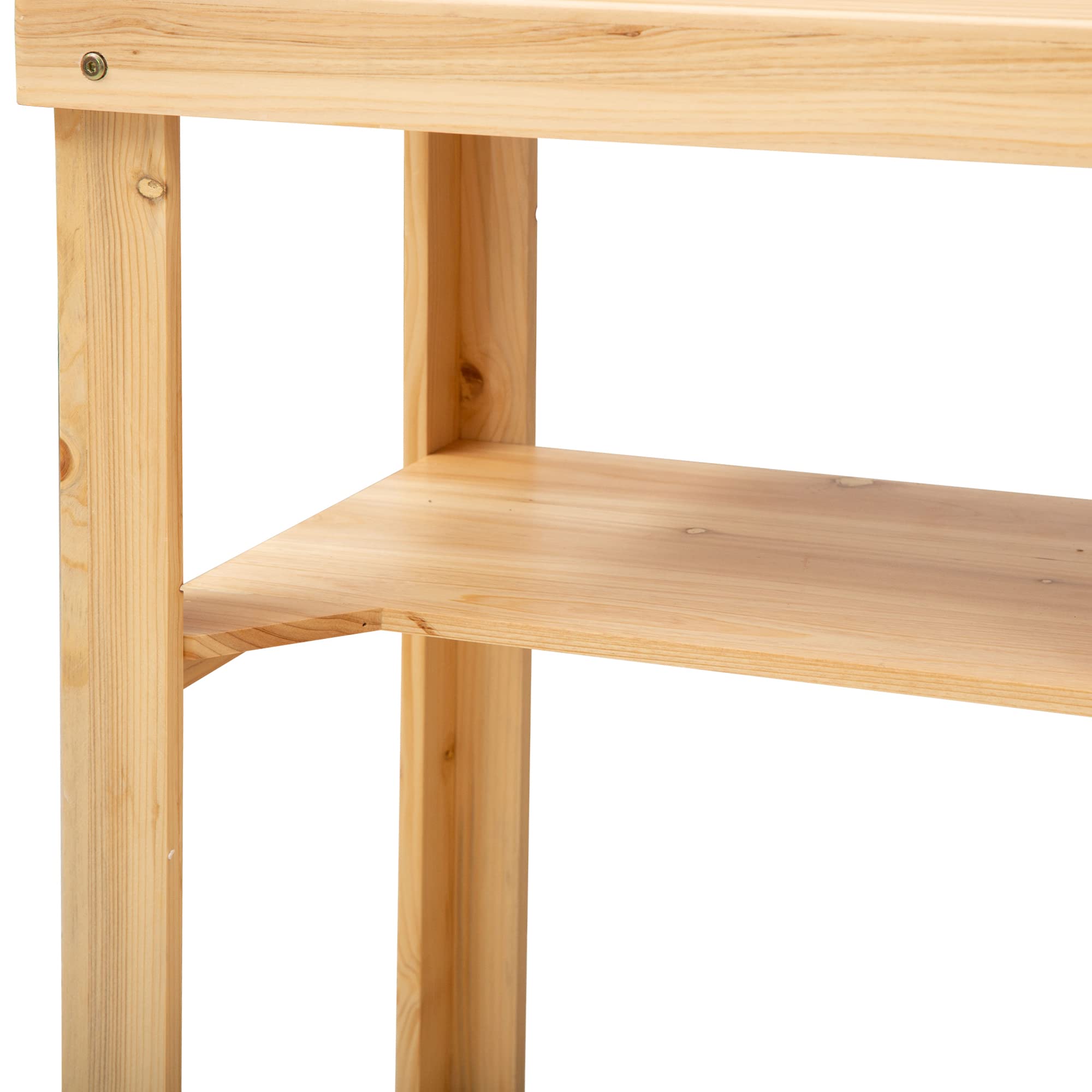 Outsunny Pflanztisch Gartenarbeitstisch für Garten Balkon und Terrasse, Gartentisch mit Ablage, Blumenregal Blumenständer aus Tannenholz, 80 x 43 x 136,5 cm, Natur