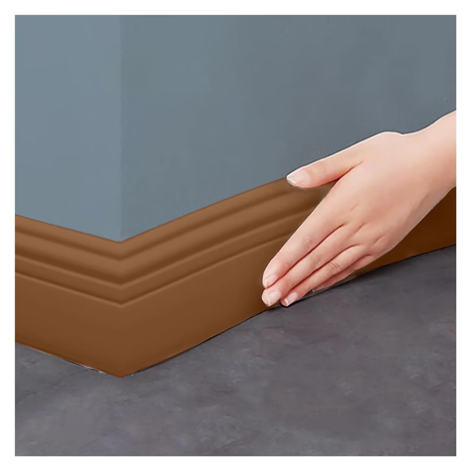 Battiscopa 6.6 13 26 32 Ft Rivestimento flessibile per modanatura per battiscopa lungo per ufficio domestico, Rivestimento per modanatura per base in gomma autoadesiva NBR impermeabile(Brown,L 10m/32.