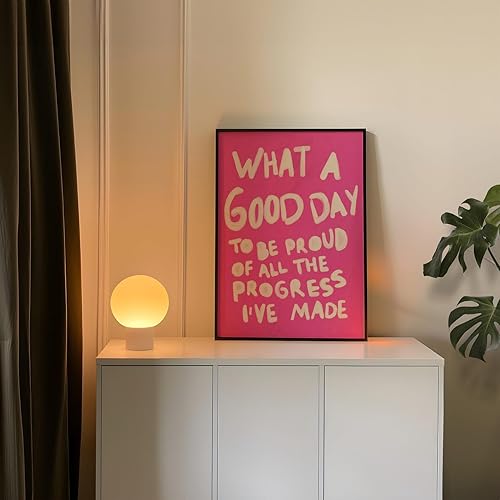 Miniatura 2 de Typography poster print with retro 70s vibe and a positive quote for living room decor pink background with white hand lettered text