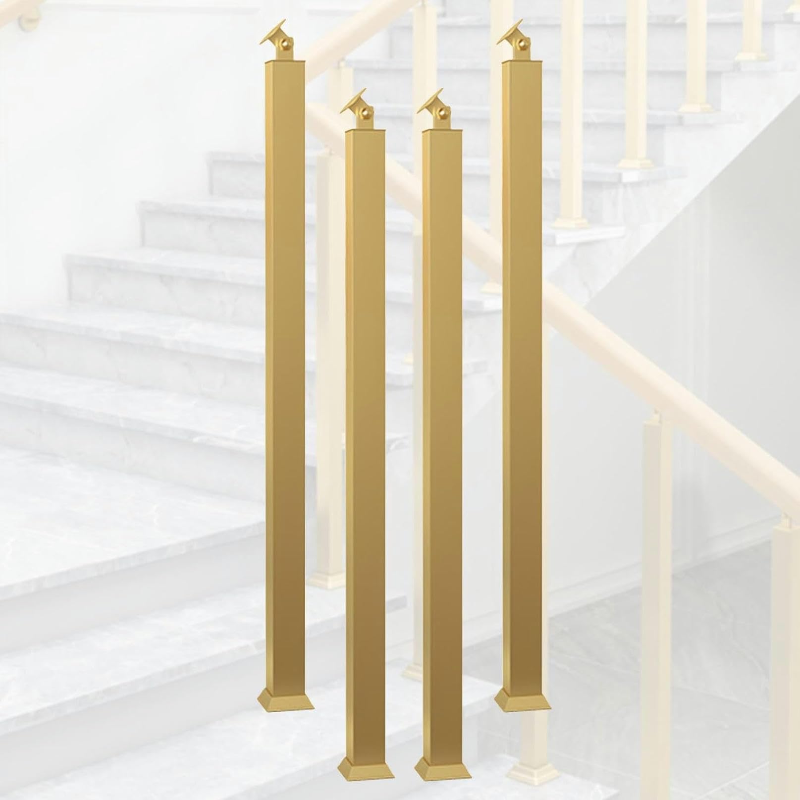 Balustres d'escalier en fer au design épuré avec kit de base au sol