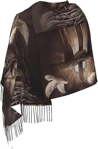 Miniatura 8 de ZTUOECV Bufanda con borlas, chal envolvente para mujer, vestidos de noche de otoño e invierno, bufandas, regalos cristianos únicos