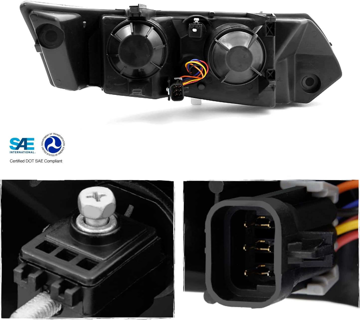 AKKON - For Saturn Ion 4 Door Sedan Black Headlights Head Lamps Driver and Passenger Side Replacement