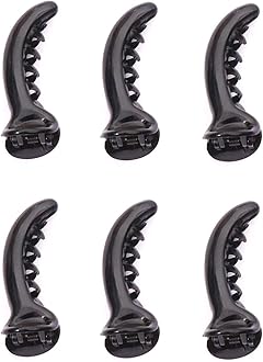 TRENDSETTER Black Color Acrylic Material Banana/Mirchi Hair Clips For Women & Girls (Black color, Curved Shape, 6 Pc) (pack of 6) Glossy Look
