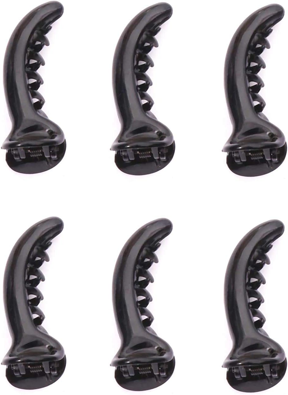 TRENDSETTER Black Color Acrylic Material Banana/Mirchi Hair Clips For Women & Girls (Black color, Curved Shape, 6 Pc) (pack of 6) Glossy Look
