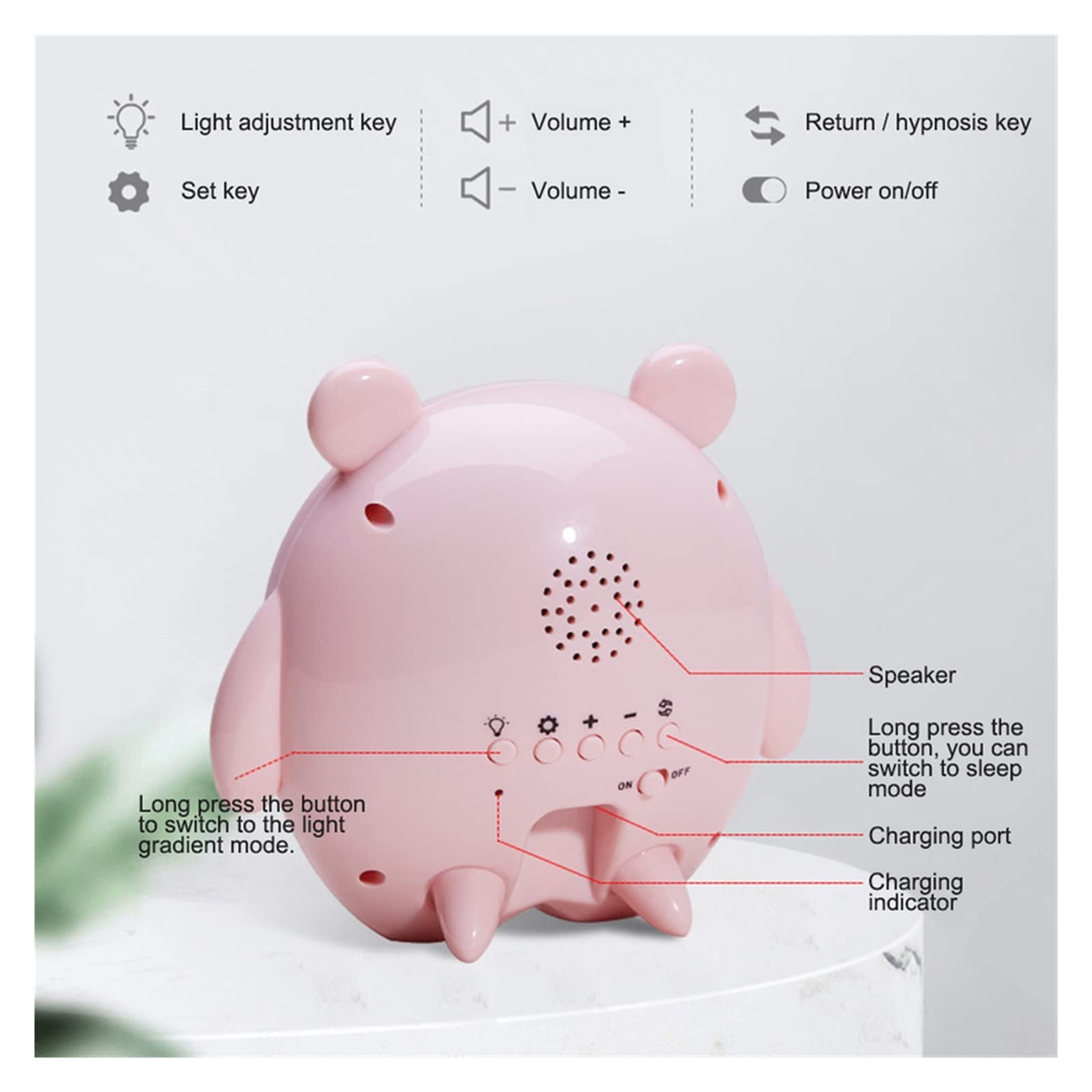 Luz de despertador para niños Despertador digital for niños, luz nocturna Dibujos animados digitales lindos for niños Reloj de cabecera Sleep Trainier Wake Up Entrenador de sueño para niños(A,2)