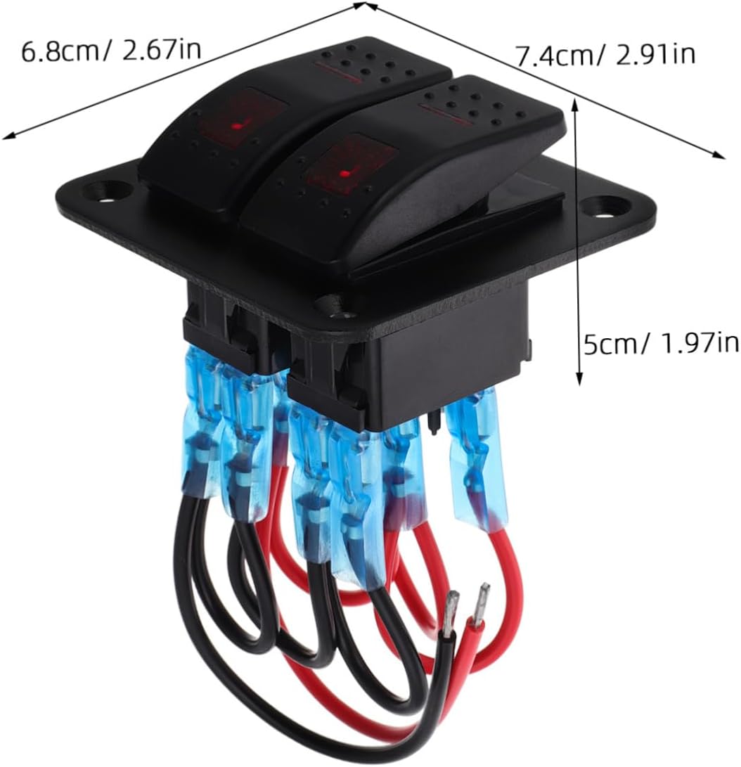 YARNOW Rocker Switch Panel with Red Led Lights Gang Aluminum Toggle Switch for Boats Rvs and Atvs Easy Installation for Use
