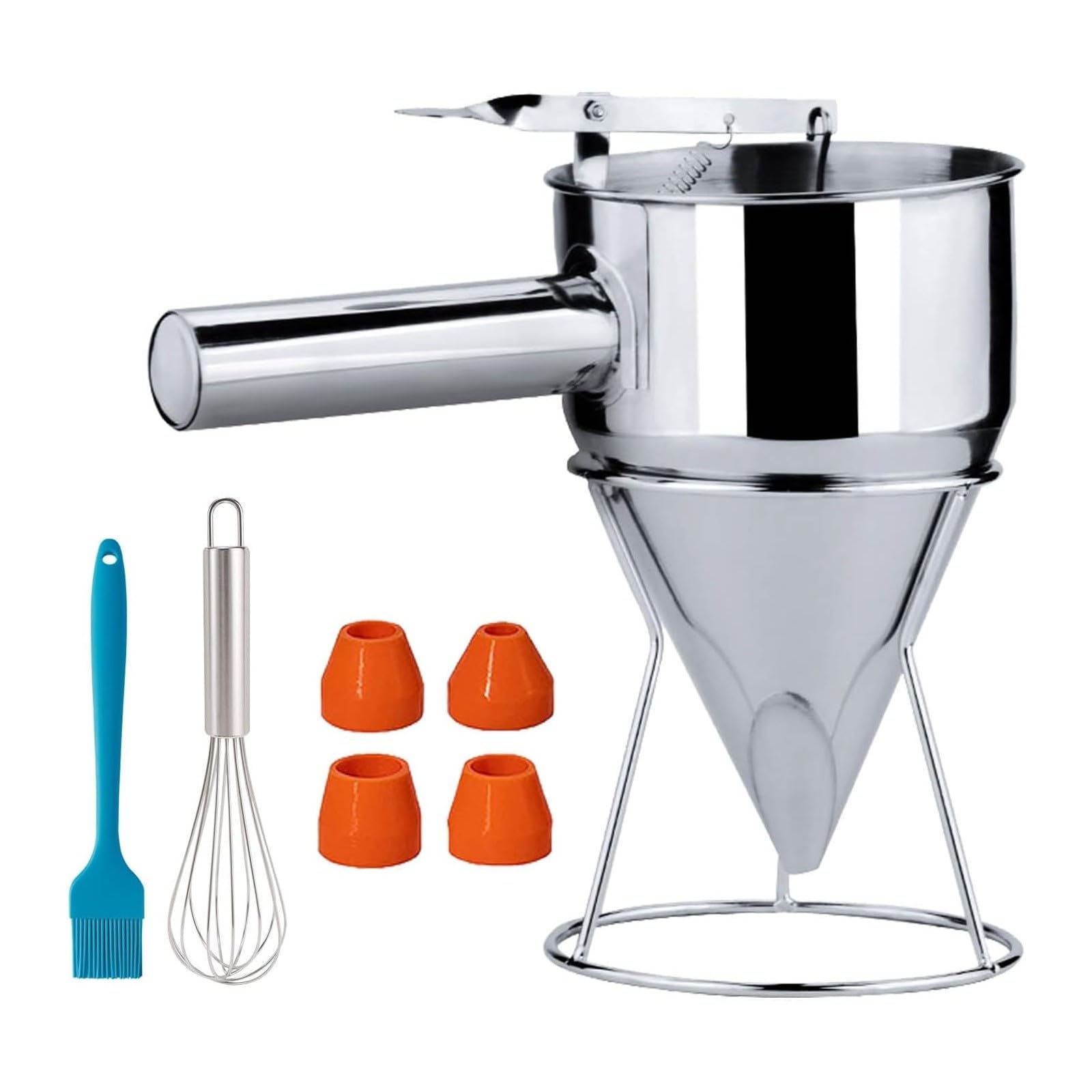 Jazuaiao Practical Stainless Steel Batter Dispenser Pastes Dispenser Batter Funnel Suitable for Perfect Pancakes Cupcake Waffles Cupcake