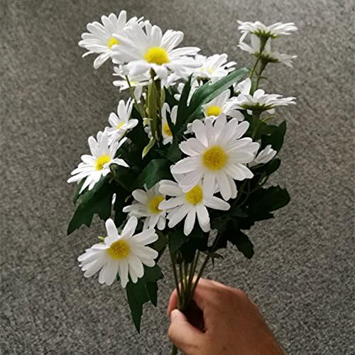 Small daisy flower artificial flowers decorate the living room table with plastic flowers hotel office daisy flower silk flower ornaments (Fresh white)