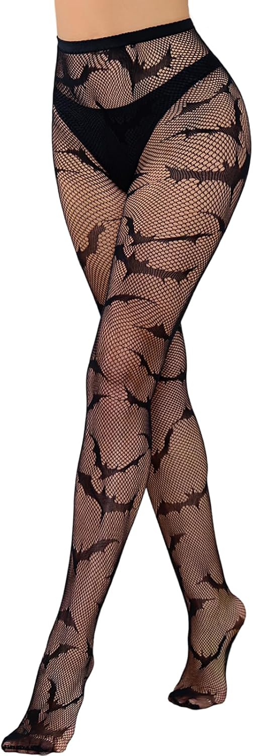 Aranmei Lace Fishnet Tights Dark Alternative Black Pantyhose Stockings Thigh High Suspender Stockings