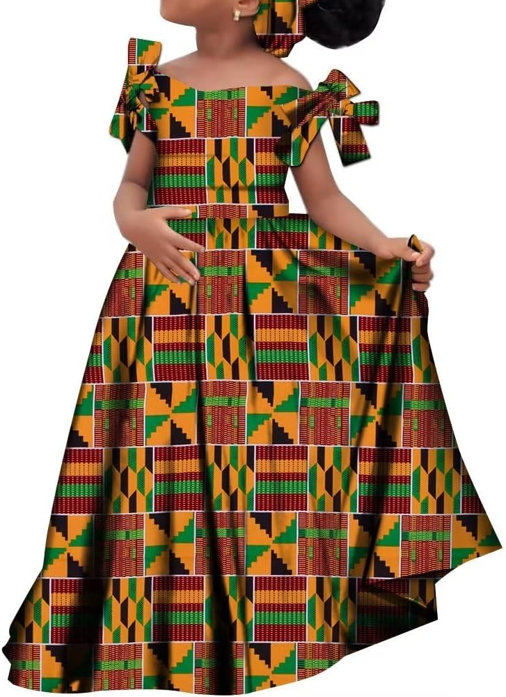 XIAOHUAGUA Kids Girls African Dashiki Dress Printed Vestidos Kids Cute Party Dresses