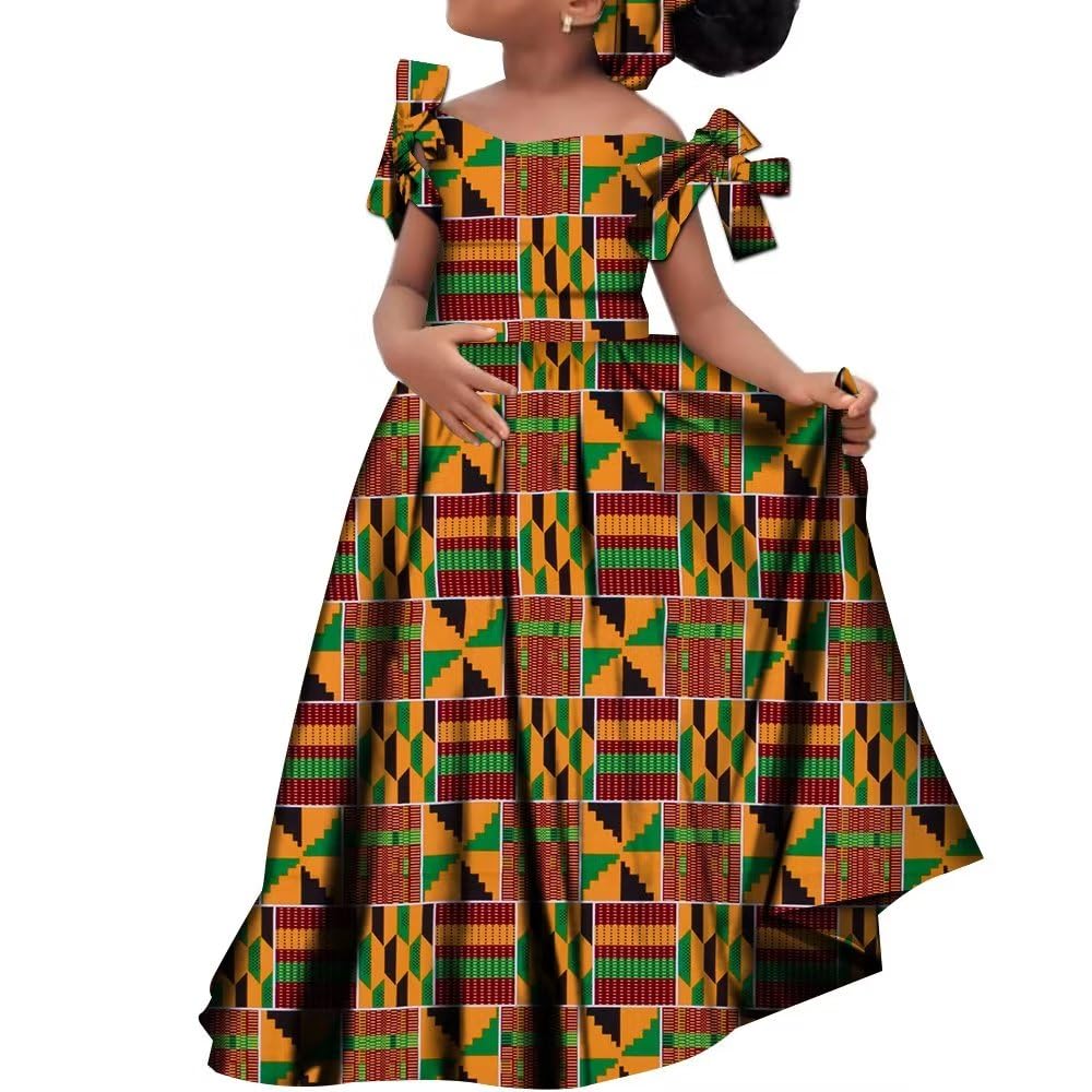 XIAOHUAGUAKids Girls African Dashiki Dress Printed Vestidos Kids Cute Party Dresses
