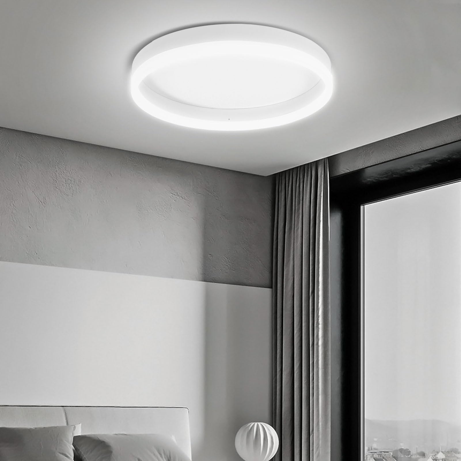 Hyuduo Sufitowa LED, ściemniana Sufitowa do Montażu Podtynkowego z Pilotem Aplikacji, Okrągła Oprawa Oświetleniowa CRI 90 do Kuchni w Sypialni, żywotność 45000 Godzin Nowoczesny Dom