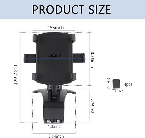 Miniatura 2 de Soporte de teléfono para automóvil  Último estilo Soporte antideslizante giratorio de 900 para salpicadero, visera solar, espejo retrovisor en