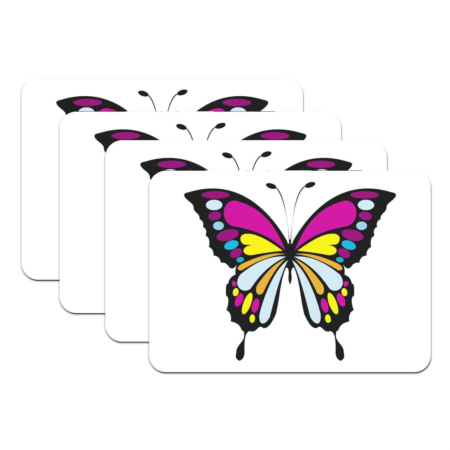 Lot de 4 sets de table papillon grand format 39,5x28,5 cm avec dessous en caoutchouc