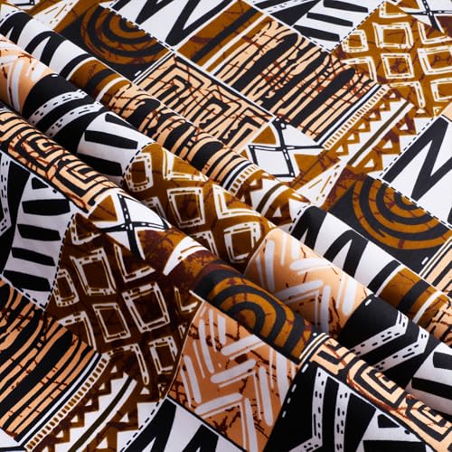 Tissu en cire imprimé africain Ankara 5.5x1.1m à motifs géométriques pour couture créative