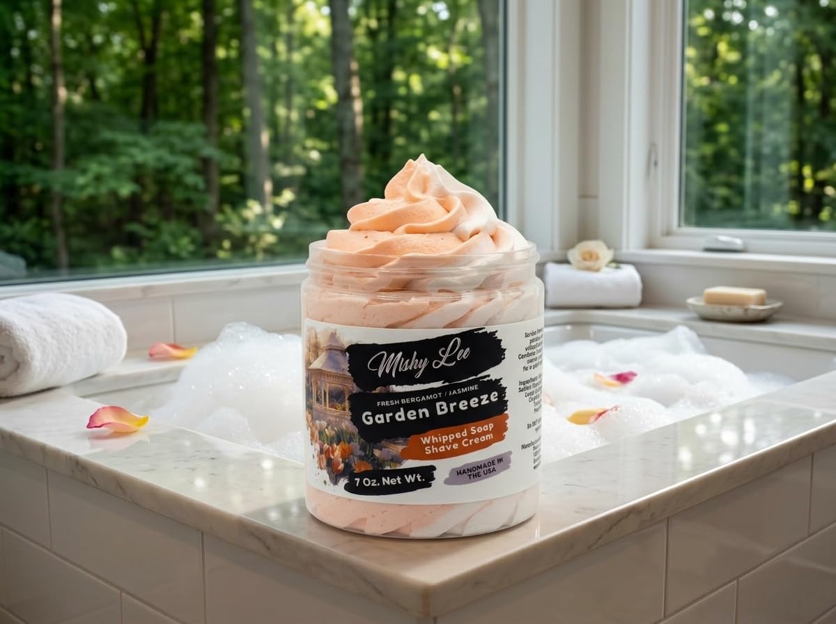 Garden Breeze Fresh Bergamot and Jasmine Whipped Soap and Shave Cream - Paraben Free Hand-Crafted 2-in-1, Moisturizing - 7 Oz. image 3