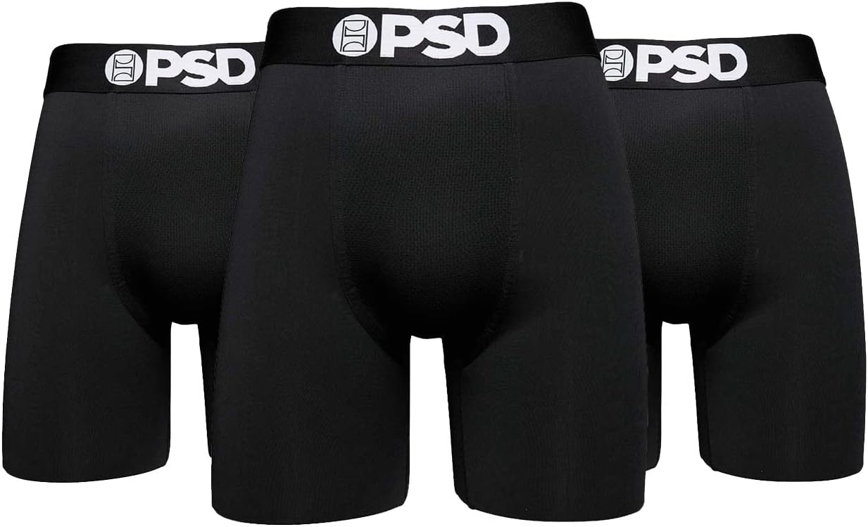 PSD Underwear Mens Boxer Briefs - Core Solid, Standard Length Packs and Singles, Soft & Breathable Boxer Briefs for Men