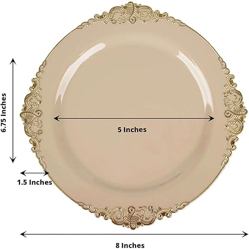 Miniatura 24 de Efavormart - Paquete de 10 platos llanos redondos de plástico de 10 pulgadas en verde salvia vintage, platos desechables barrocos en relieve