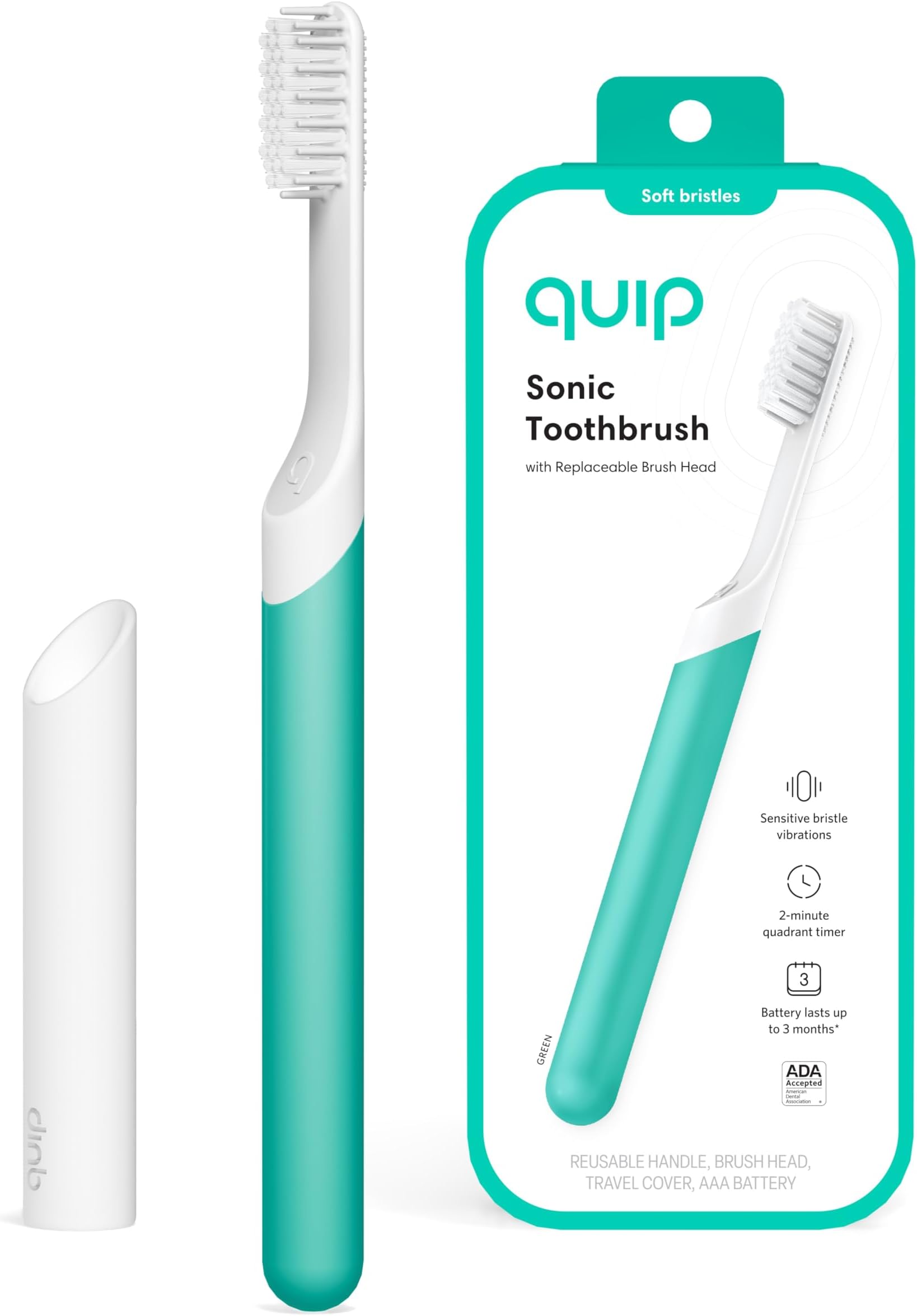 Adult Electric Toothbrush-Green-Electric Brush And Travel Cover Mount (New Edition)