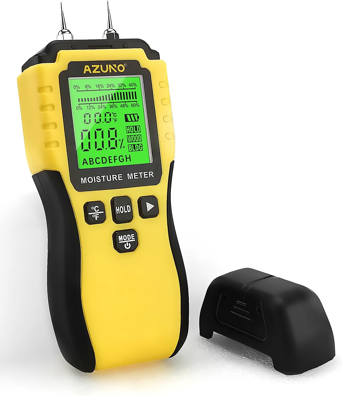 Moisture Dampness Meter Damp Detector Tester for Wood Walls Firewood Logs Floors Caravan, 8 Modes Pin-Type Moisture Meter with Backlit LCD Display and Audible Alert, for Drywall and Building Material
