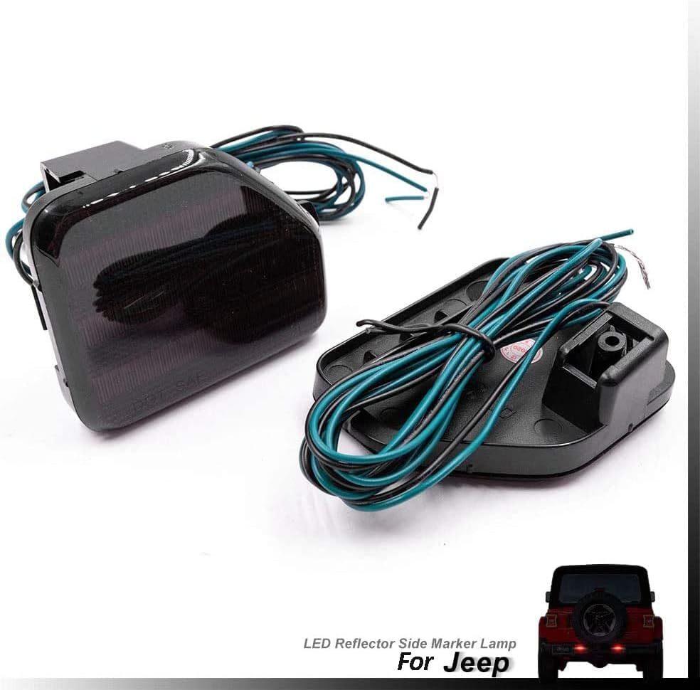 2Pcs LED Rear Bumper Reflector Tail Light for J'eep Wrangler JL 2018-2020 Red Color Full Led Side Marker Lamps Smoke Lens