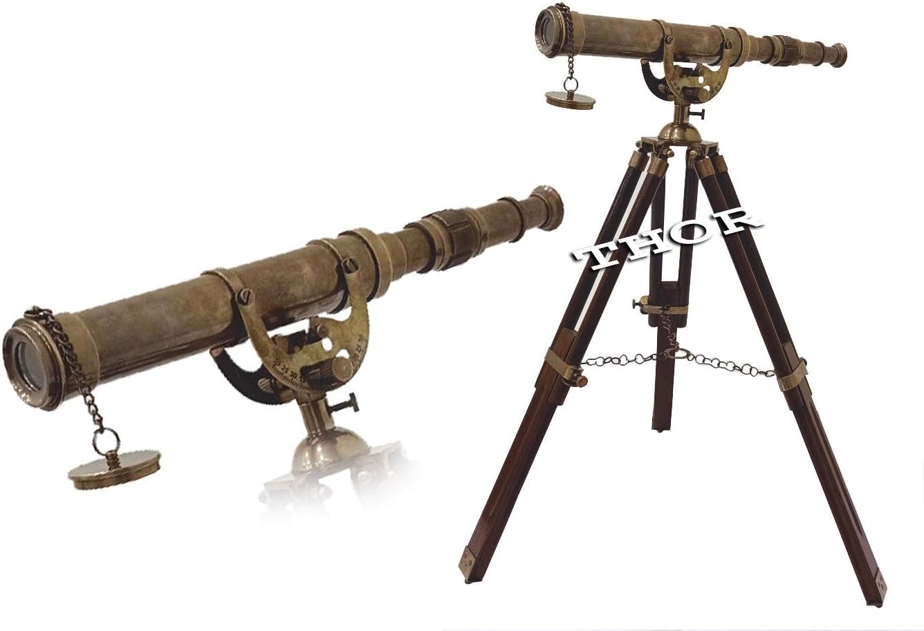 Vintage Antique Brass Telescope Nautical Wooden Table Tripod Stand Replica Gift Rustic Vintage Home Decor Gifts