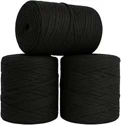 SYMEON Fio de Malha 1kg Ecologico Residual 140m Artesanato Crochê (Tons de preto)