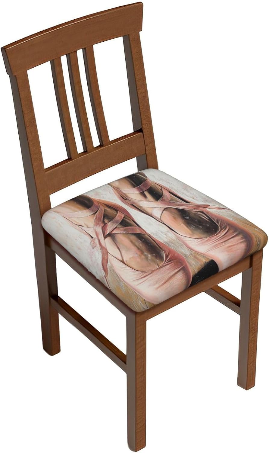 Ballet Shoes Print Square Cushion Covers 6 Pcs Set Elastic Non-Slip Seat Cushion Slipcovers Pet Furniture Protectors for Chair, Sofa