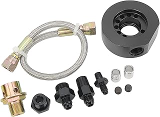 Aramox 11 Pcs VTEC Head Conversion Kit Filtro de Óleo Adaptador de Placa Sanduíche Filtro de Óleo Placa Sanduíche Substituição de Alumínio para Acura LS B18 B20(Preto)