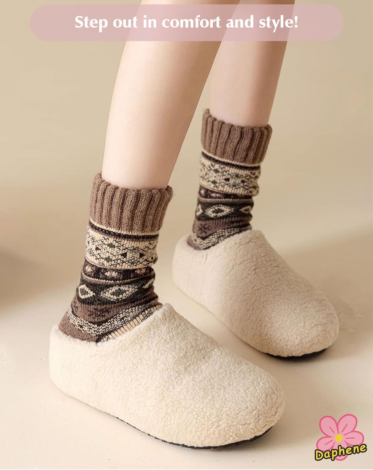 Daphene Women's Vintage Trendy Wool Socks | Fall Winter Warm Ethnic Socks image 4