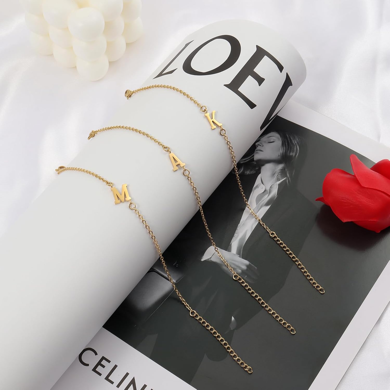 Gold Bracelets for Women Trendy,18K Gold Plated Dainty Initial Charm Bracelets for women Link Chain Bracelet Jewelry - Image 3