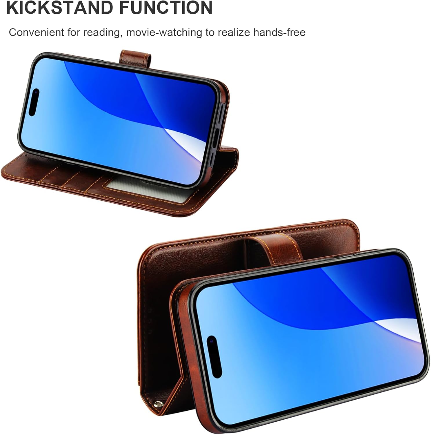 Bocasal Detachable Wallet Case for iPhone 16 Pro Max RFID Blocking Card Slots Holder Premium PU Leather Magnetic Kickstand Shockproof Wrist Strap Removable Flip Protective Cover 5G 6.9 inch (Brown) - Image 6