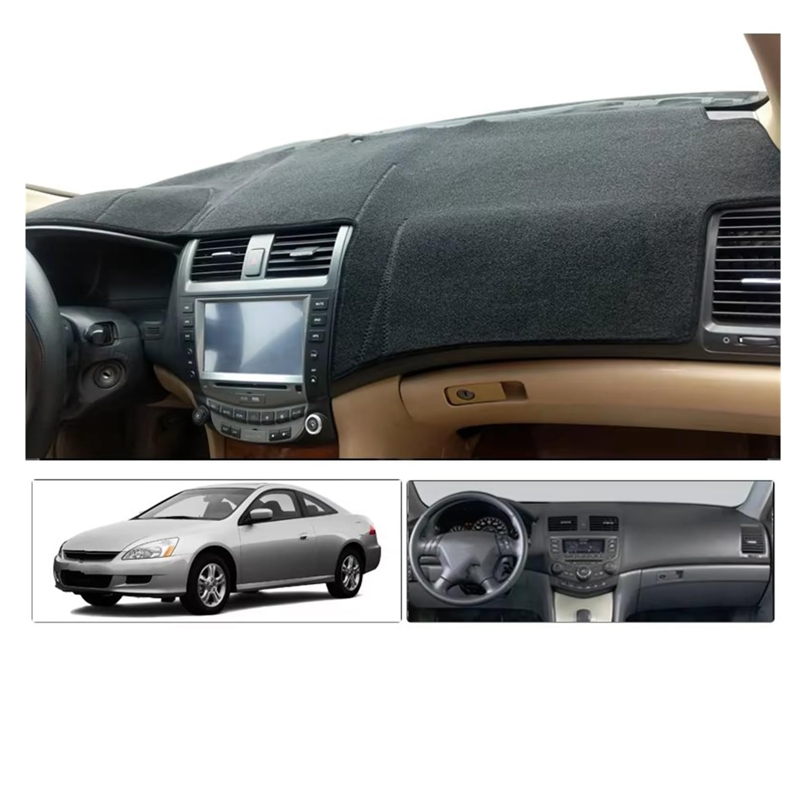 Center Konsole Für Accord 7th Euro R Für Acura TSX Coupe 2003-2007 Armaturenbrett Abdeckung Matte Pad Dash Sonnenschutzdach Teppich Armaturenbrett Matte Interior | Black(Red Edge)RHD