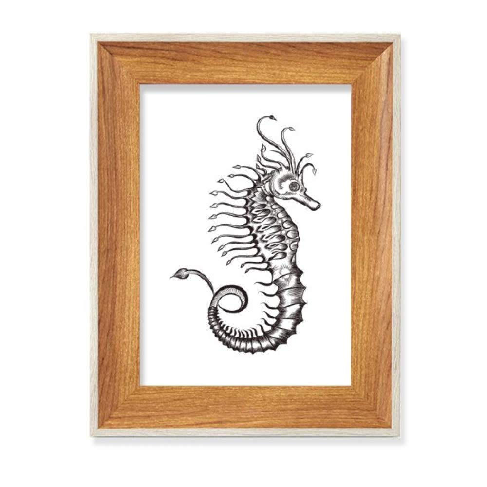 Cadre photo hippocampe en bois tableau decoration marine pour bureau