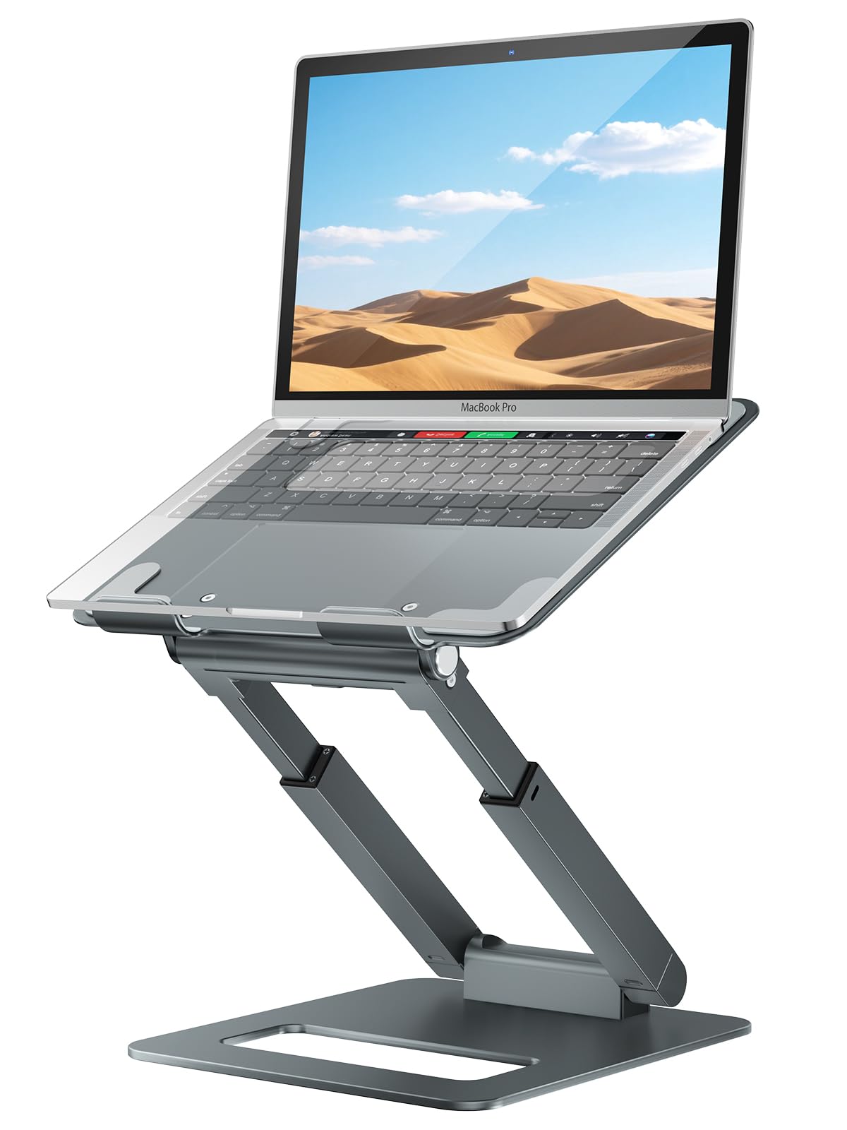 tounee Laptop Stand for Desk Adjustable Height, Telescopic Computer Stand with Pull Out Design Ergonomic Laptop Riser Fits All Laptops 10-16"-Gray