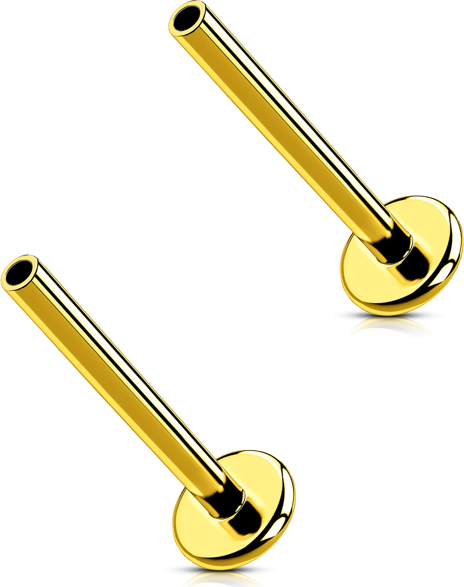 G23 Titanium Flat Back Post (Post Only), Threadless Push Pin &amp; Internally Threaded, 16G/18G/20G, 4.5-14mm, Silver/Gold/Black, Round/Heart/Star/Flower Base for Nose, Helix, Tragus